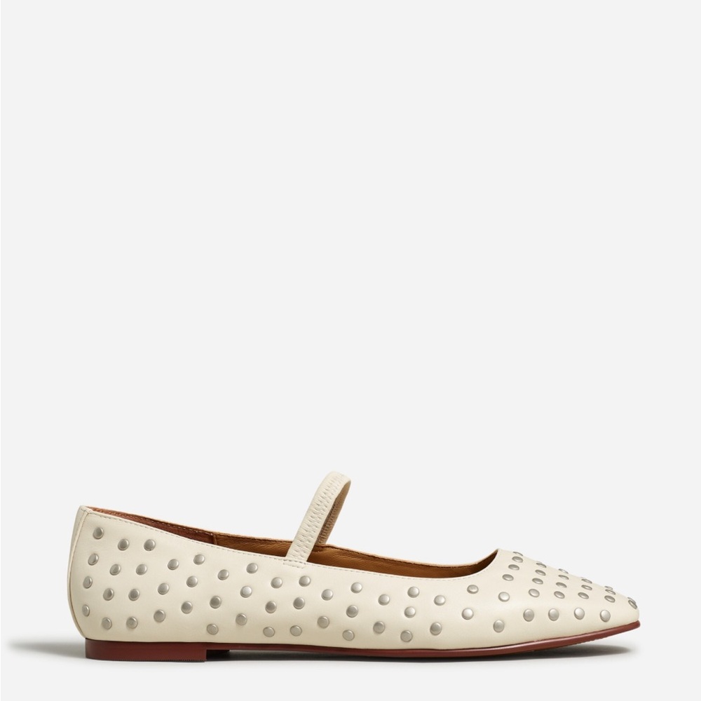 Madewell Greta Flat - Studded Leather - Ecru - Size 8